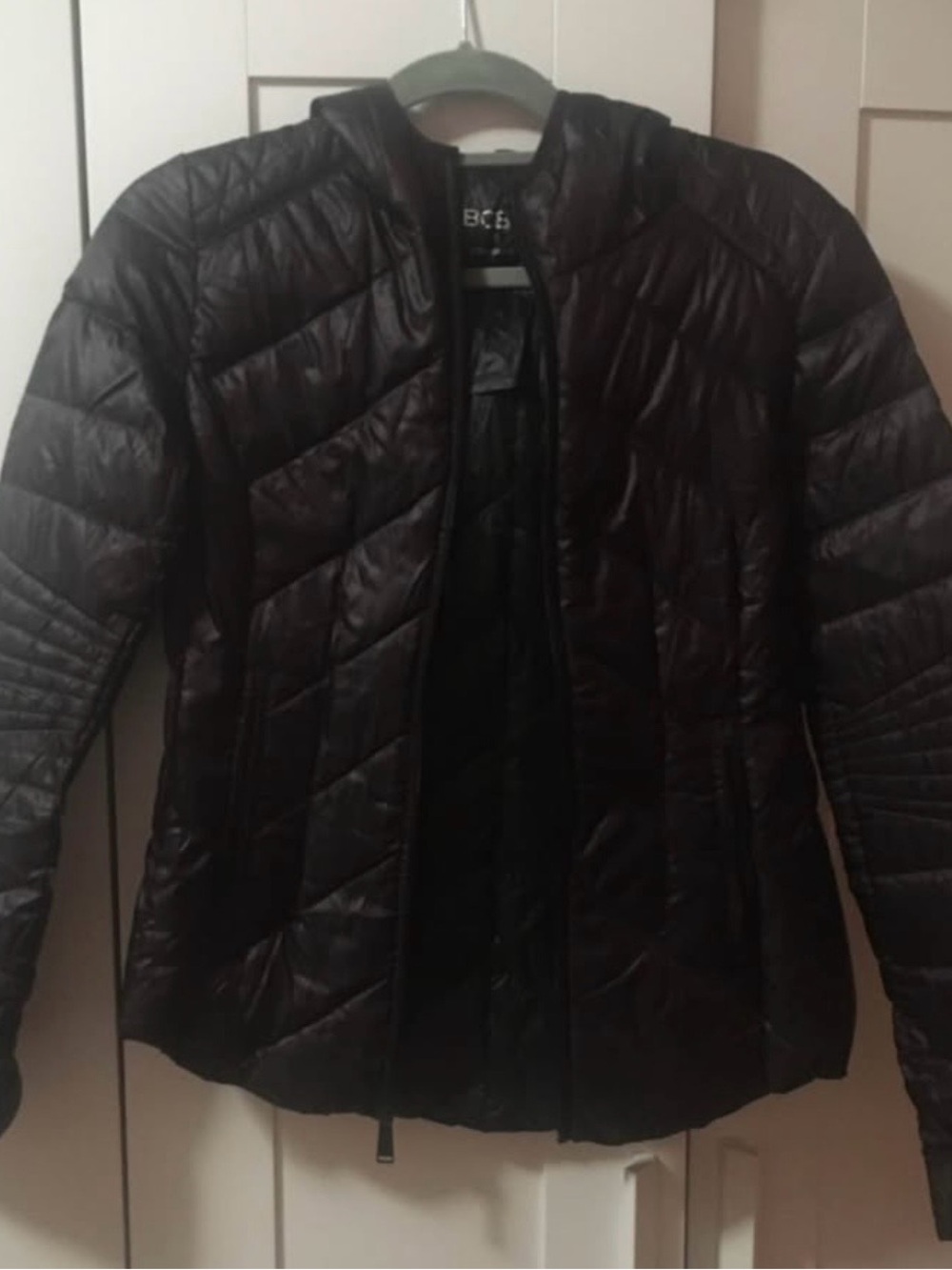 BCBG Lightweight Quilted Puffer Jacket - dark purple, small size